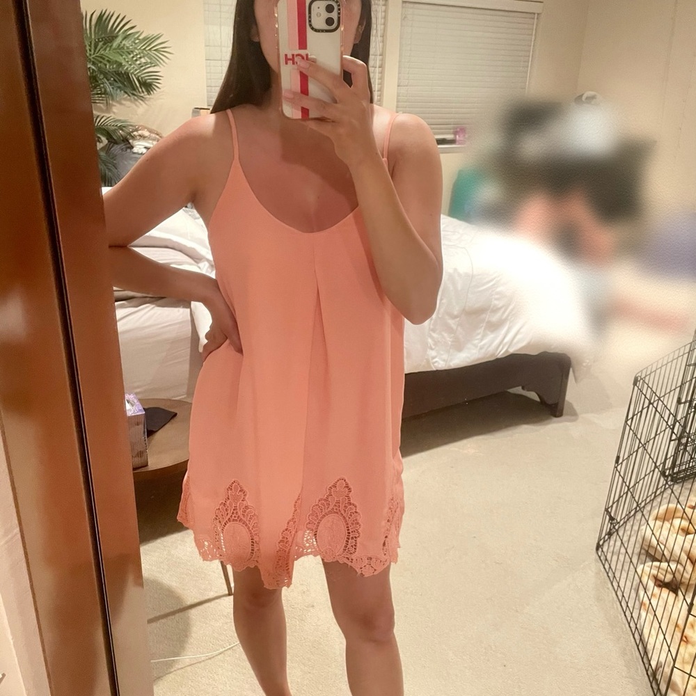 Tobi Coral Lace Shift Dress